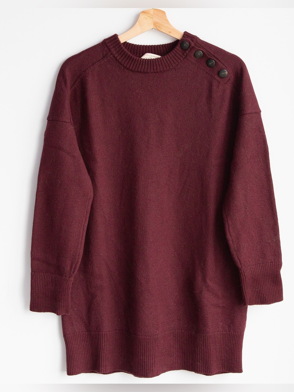 Sézane Mathie 100% Merino Wool Dress XXL Burgundy